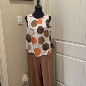Stylish Tan Wide-Leg Pants and Top